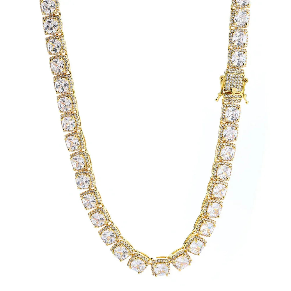 10mm Square Zircon Iced Necklace Hip Hop Bling for Men | Caratix Jewelry - CaratixJewelry