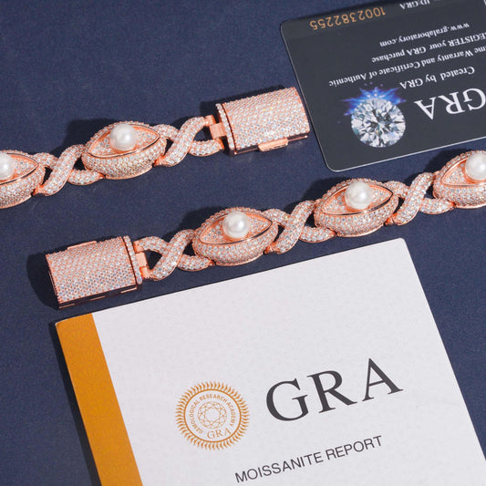 15mm Moissanite Cuban Link Bracelet with Figure-8 Clasp – S925 Sterling Silver Iced-Out Hip Hop Streetwear Jewelry - CaratixJewelry