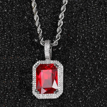 Custom Colored Gemstone Pendant Necklace with Zircon Stones for Men and Women | Caratix Jewelry - CaratixJewelry