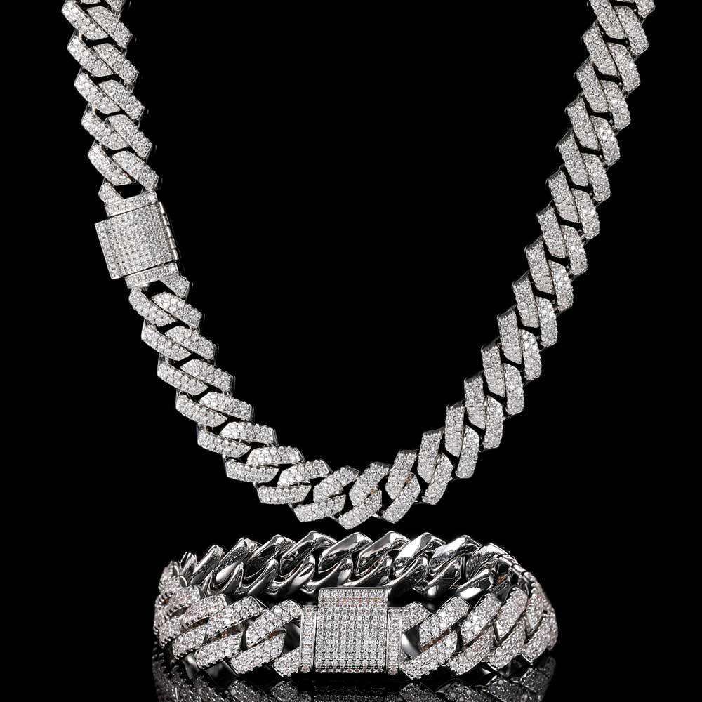 14mm Iced Out Cut Cuban Chain Necklace Double Row Zircon - CaratixJewelry