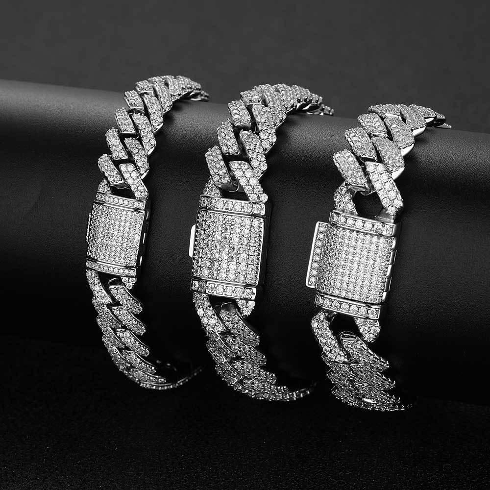 -Pattern Cuban Link Bracelet with Flip Clasp Zircon - CaratixJewelry