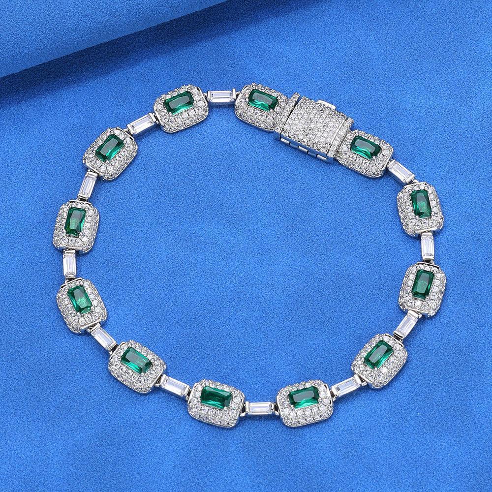 Custom Emerald Zircon Gemstone Bracelet Hip Hop Jewelry | Caratix - CaratixJewelry