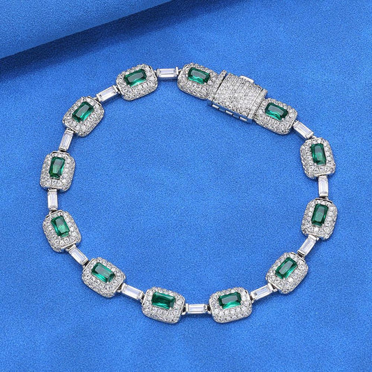 Custom Emerald Zircon Gemstone Bracelet Hip Hop Jewelry | Caratix - CaratixJewelry