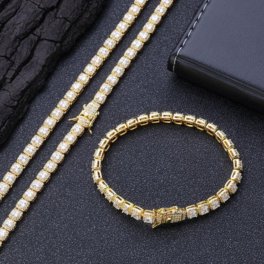 5mm Square Zircon Tennis Bracelet Hip Hop Bling for Men | Caratix Jewelry - CaratixJewelry