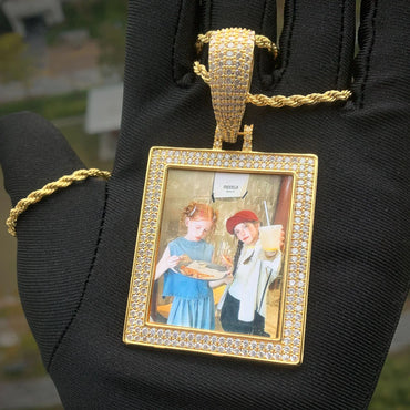 Heart Photo Frame Pendant | CZ Iced Out Custom Picture Hip Hop Necklace - CaratixJewelry