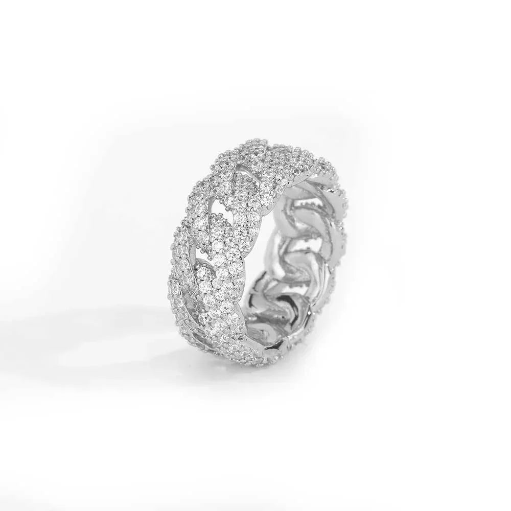 10mm Bubble Cuban Ring with Full Zircon for Men | Trendy Hip Hop Jewelry | Caratix Jewelry - CaratixJewelry