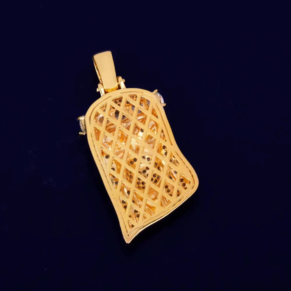 Men's Small Face Pendant Necklace | Premium Copper CZ Micro Jewelry - CaratixJewelry