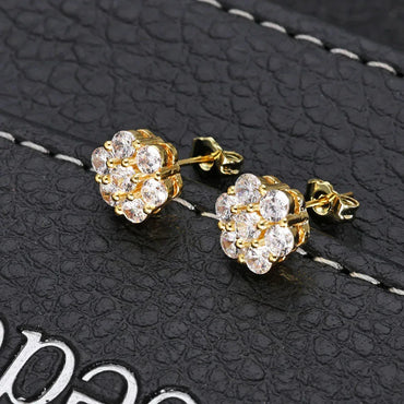 Flower-Shaped Full Zircon Stud Earrings for Men | Luxury Hip Hop Jewelry | Caratix Jewelry - CaratixJewelry