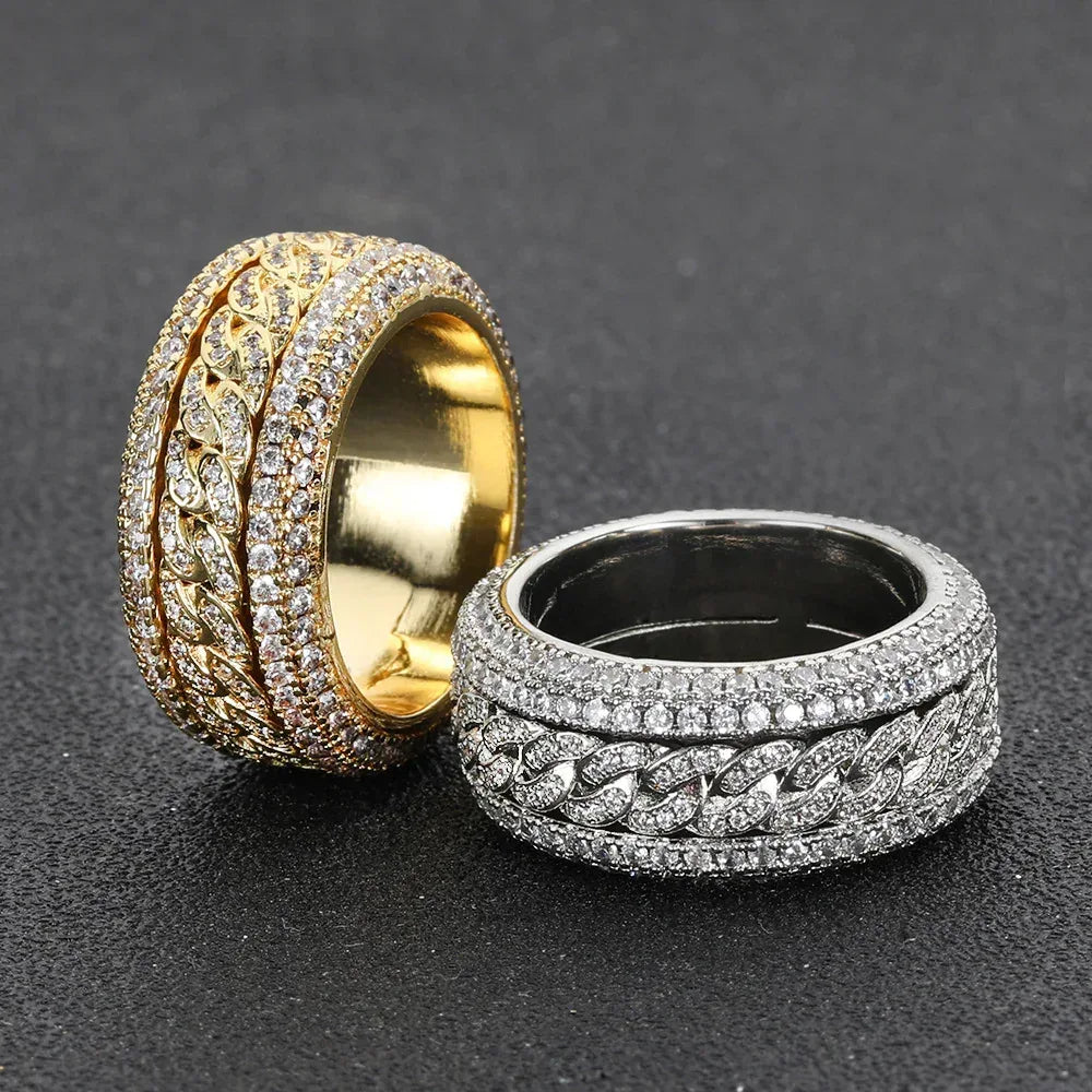 Rotating Cuban Zircon Ring for Men | Trendy Hip Hop Jewelry | Caratix Jewelry - CaratixJewelry