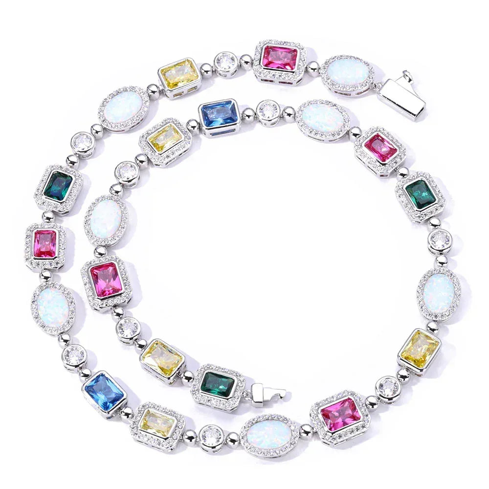 Custom Colorful Gemstone Iced Out Chain for Women Rapper | Caratix - CaratixJewelry