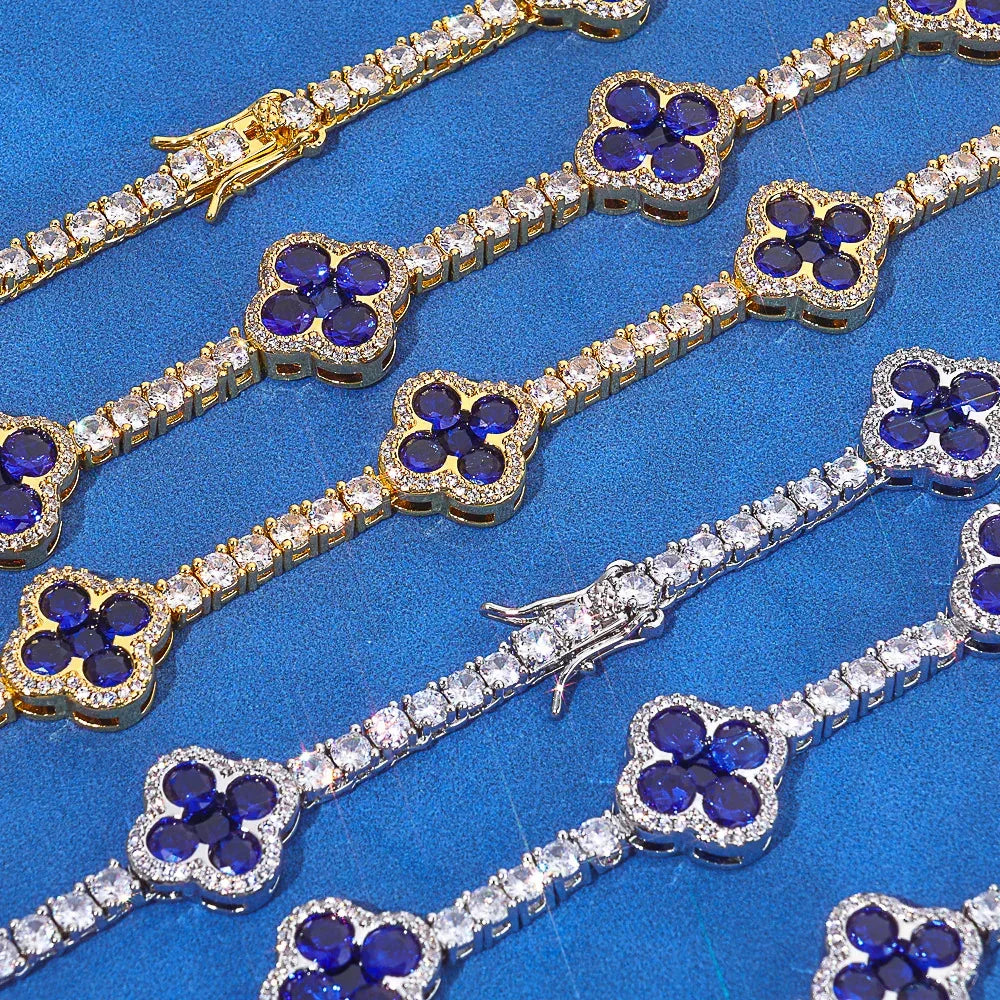 Spring Clasp Tennis Chain Necklace Colored Gemstones & Zircon Hip Hop Jewelry for Men | Caratix Jewelry - CaratixJewelry