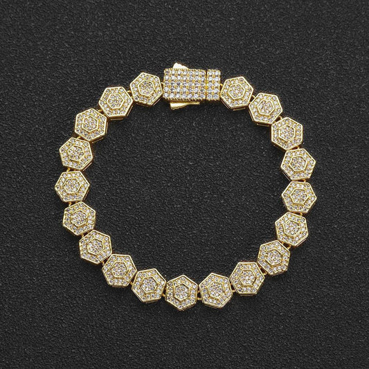 Custom 8.5mm Hexagon Geometric Baguette Chain | Unique Hip Hop Bling Bracelet | Caratix - CaratixJewelry