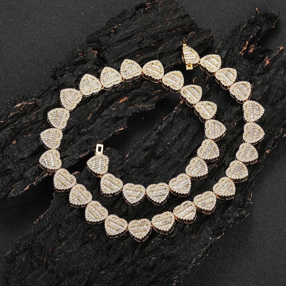 12mm Iced Out Heart Pendant Zircon Hip Hop Necklace for Men | Caratix Jewelry - CaratixJewelry