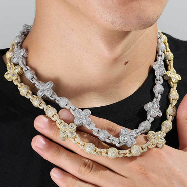 Bubble Bead Iced Out Zircon Rapper Chain Necklace Bracelet | Caratix Jewelry - CaratixJewelry