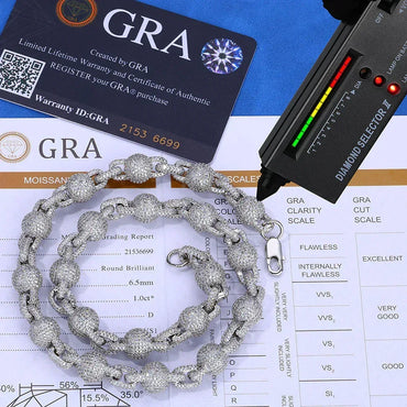 Moissanite Bubble Bead Chain Necklace for Men – S925 Sterling Silver Luxury Hip Hop Jewelry - CaratixJewelry