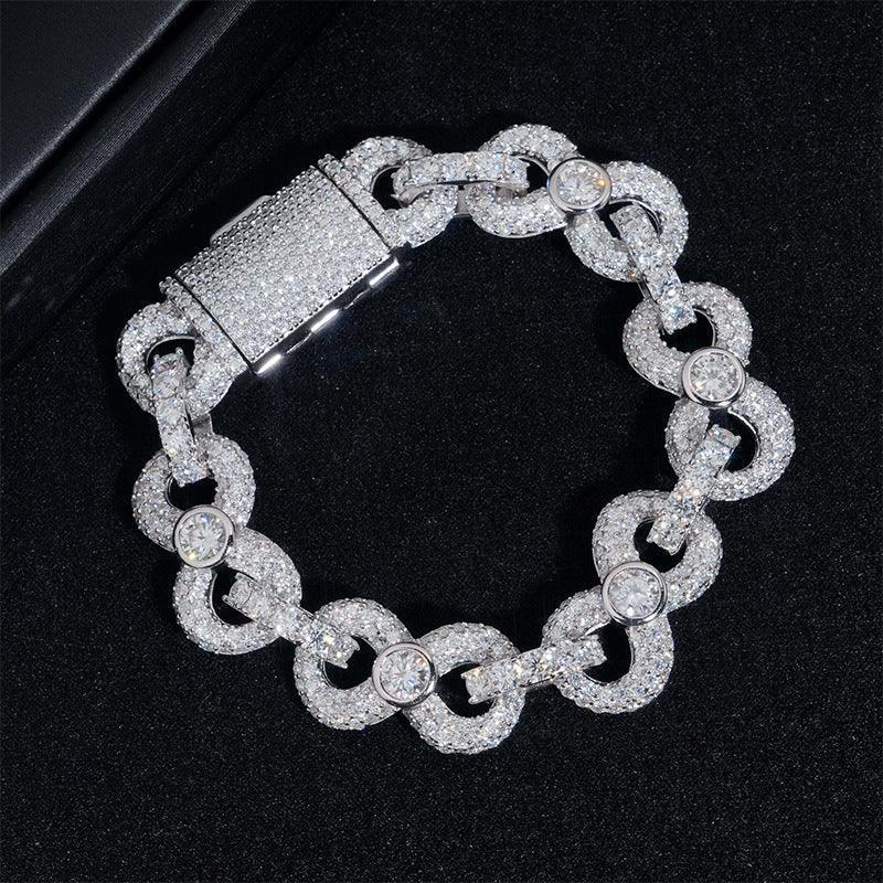 13mm Moissanite Figure-Eight Cuban Link | S925 Silver Hip Hop Jewelry - CaratixJewelry