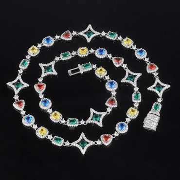Colorful Gemstone Necklace with Zircon for Men | High-End Hip Hop Jewelry | Caratix Jewelry - CaratixJewelry