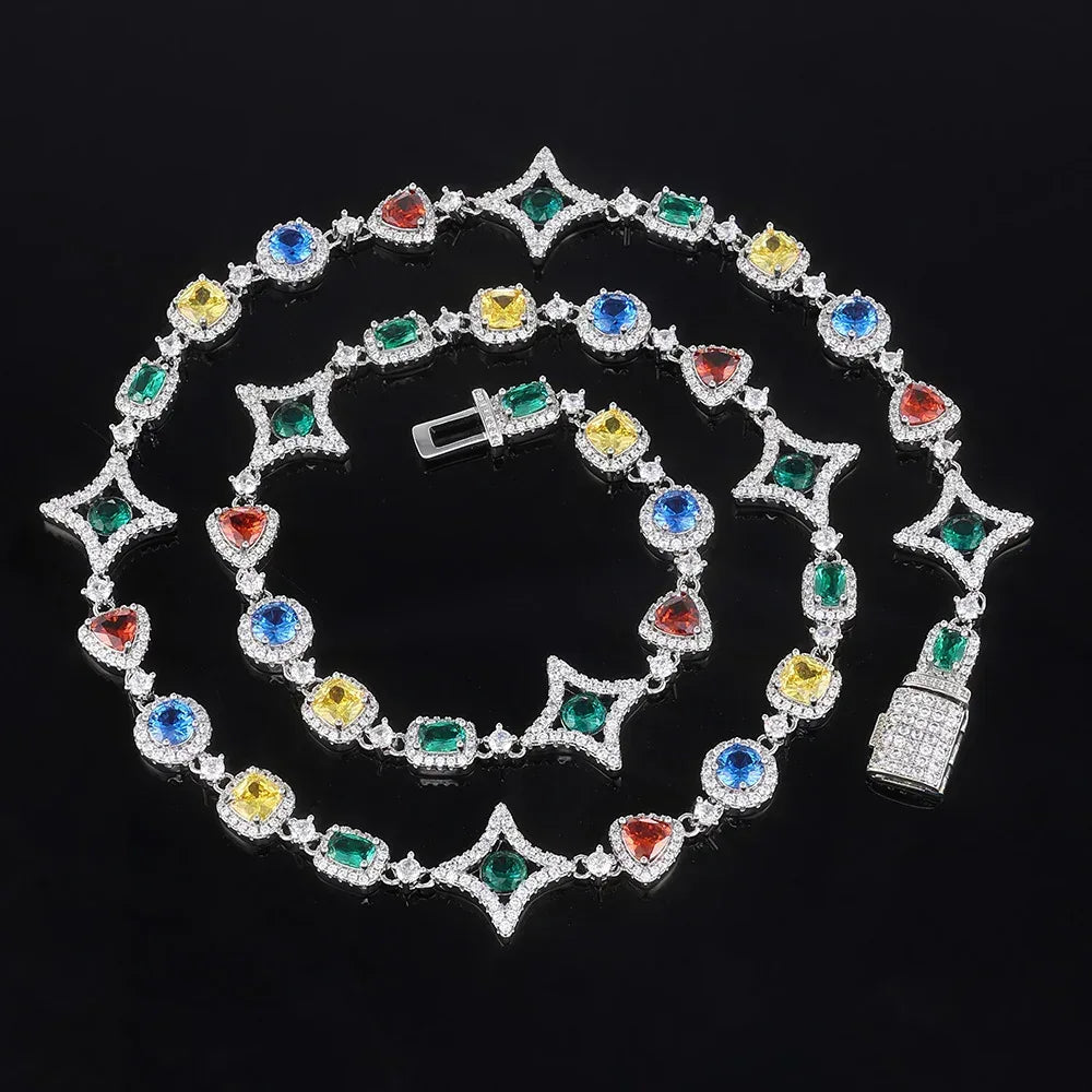 Colorful Gemstone Necklace with Zircon for Men | High-End Hip Hop Jewelry | Caratix Jewelry - CaratixJewelry