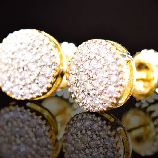 Small Round Iced Out Stud Earrings with Zircon | Creative & Trendy Hip Hop Jewelry | Caratix Jewelry - CaratixJewelry