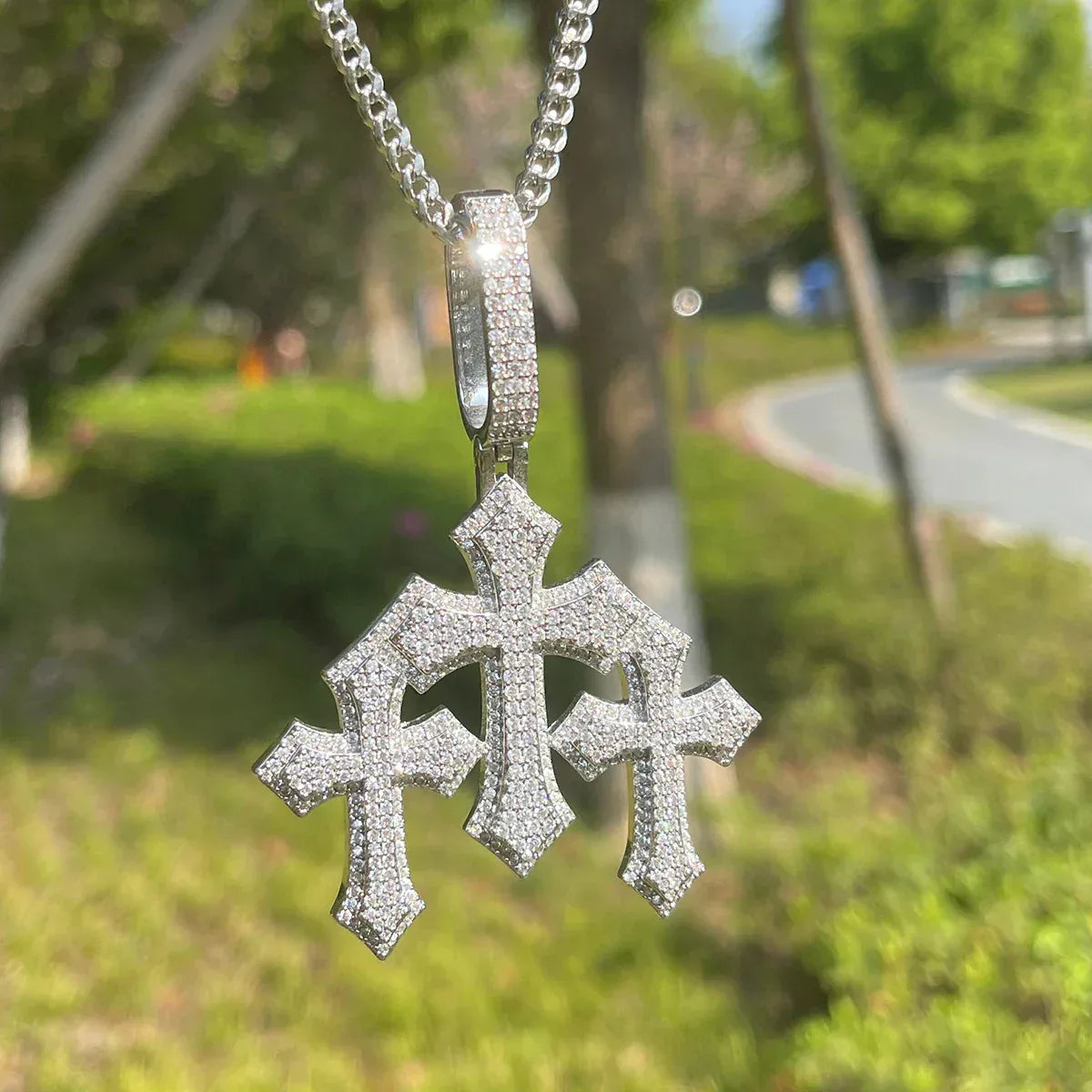 Luxury Oversized Iced Out Cross Pendant for Men | Large Hip Hop Pave CZ Necklace | Heavy Copper Zircon Statement Jewelry | Big Bling Cross | Caratix - CaratixJewelry