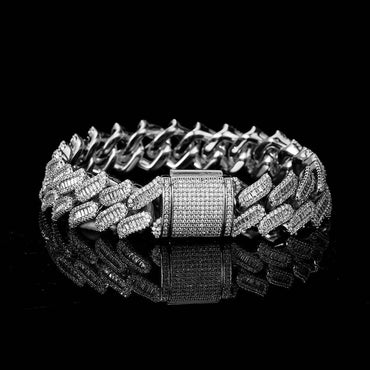 15mm Miami Cuban Chain Bracelet with Zircon - CaratixJewelry