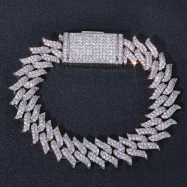 Custom 15mm Iced Out Thorn Cuban Bracelet | Barbed Wire Hip Hop - CaratixJewelry