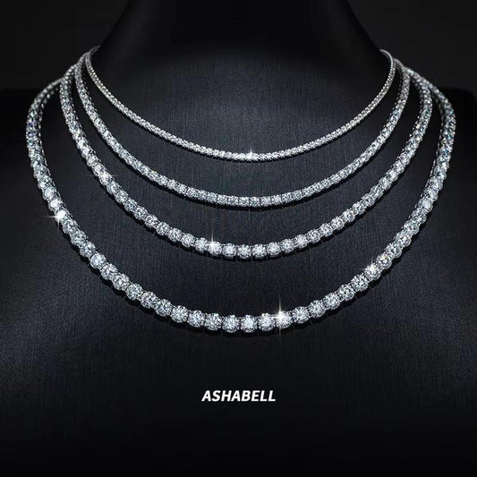 Moissanite Tennis Chain Bracelet/Necklace – 925 Sterling Silver Iced-Out Jewelry in 2mm / 3mm / 4mm / 5mm / 6.5mm Widths - CaratixJewelry