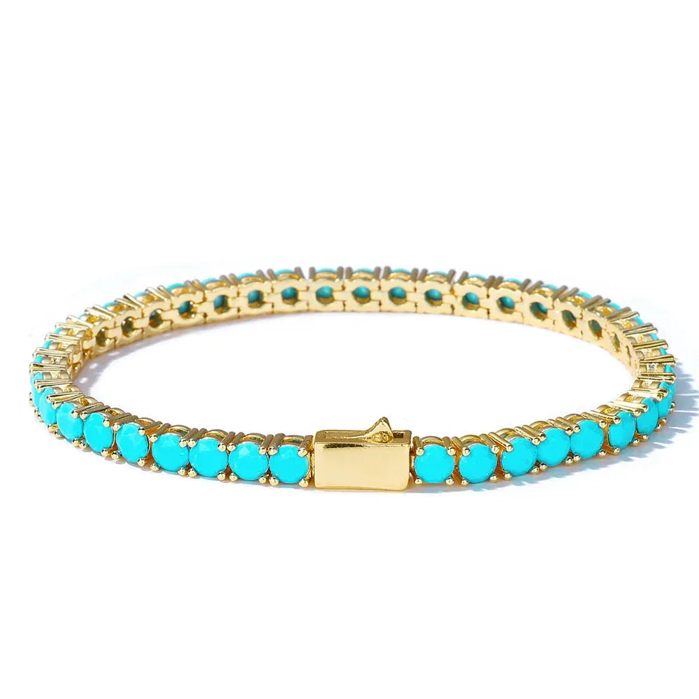 4mm Turquoise Style Tennis Bracelet Hip Hop Jewelry for Men | Caratix Jewelry - CaratixJewelry