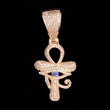 Iced Out Hollow "All-Seeing Eye" Cross Pendant | Men's Real Copper CZ Necklace - CaratixJewelry