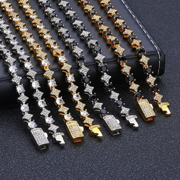 6mm Star Zircon Tennis Chain Hip Hop Necklace for Men | Caratix Jewelry - CaratixJewelry