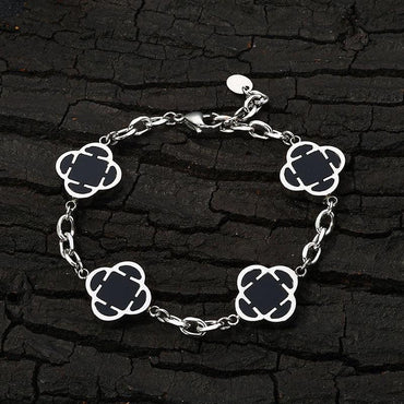 Stainless Steel Clover O-Chain Bracelet Non-Tarnish Gold Clover Link - CaratixJewelry
