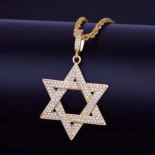 Men's Six-Pointed Star Necklace | Premium Copper CZ Geometric Jewelry Caratix - CaratixJewelry