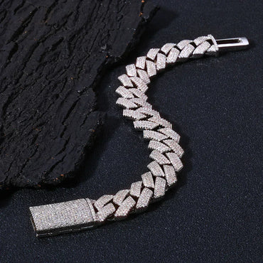 15mm Four Row Iced-Out Cuban Link Bracelet - CaratixJewelry