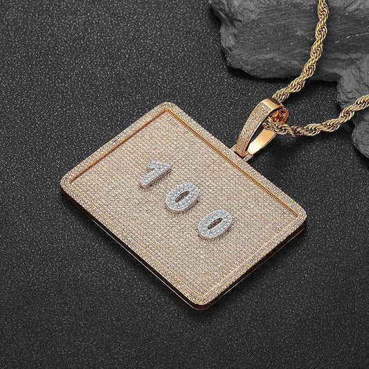 Custom Rectangular Letter Pendant Necklace with Zircon Stones for Men | Caratix Jewelry - CaratixJewelry