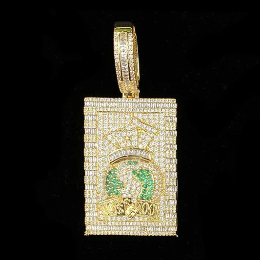 Iced Out Money Bag Dog Tag Pendant | Men's "Soldier of Fortune" Necklace - CaratixJewelry