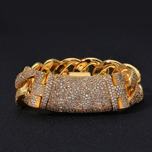 Custom 22mm Bubble Cuban Bracelet | Heavy weight Gold Chain for Rapper - CaratixJewelry