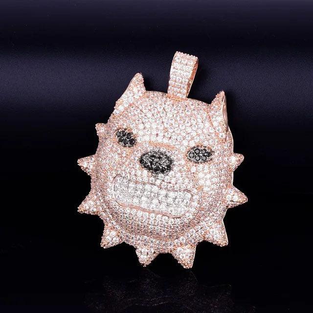 Iced Out 3D Pitbull Dog Pendant | Men's American Bully Head Necklace | Premium Copper CZ Canine Jewelry | Beast Mode Bling | Caratix - CaratixJewelry