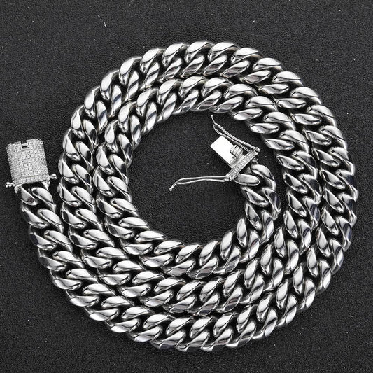Stainless Steel Iced Out Cuban Chain Zircon Necklace for Men | Caratix Jewelry - CaratixJewelry