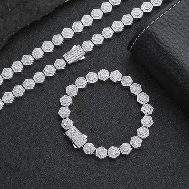 Custom 8.5mm Hexagon Geometric Baguette Chain | Unique Hip Hop Bling Bracelet | Caratix - CaratixJewelry