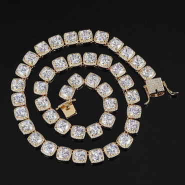 10mm Square Tennis Chain Necklace with Square Zircon Hip Hop Jewelry for Men | Caratix Jewelry - CaratixJewelry