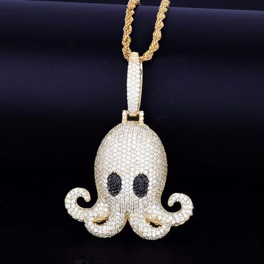 Men's Kraken Sea Monster Necklace | Premium Copper CZ Marine Jewelry Caratix - CaratixJewelry
