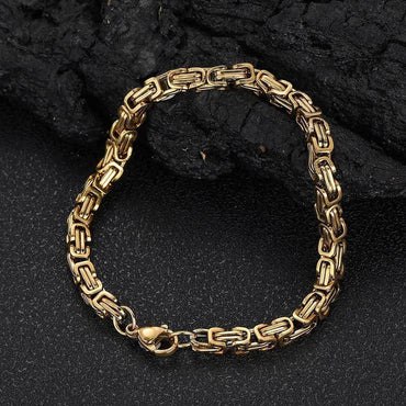 4mm Byzantine Chain Stainless Steel Bracelet with 18K Gold for Men | Caratix Jewelry - CaratixJewelry