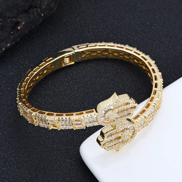 Iced Out Hand of Fatima Bracelet Mixed Zircon Bling Jewelry - CaratixJewelry