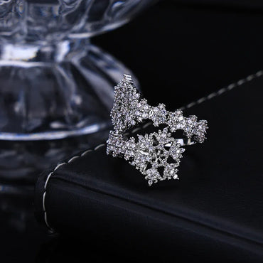 Custom Iced Snowflake Open Ring | Designer Hip Hop Jewelry for Men & Women | Caratix - CaratixJewelry