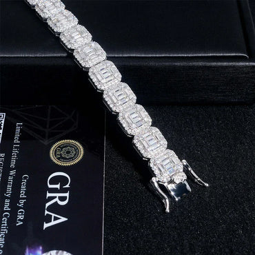 10mm Square Moissanite Bracelet | 925 Silver Iced Out Fashion Jewelry - CaratixJewelry