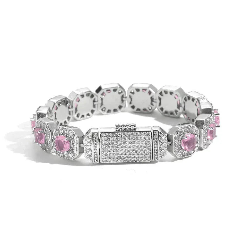 12mm Iced Out Candy Cuban Bracelet Colorful Zircon Hip Hop Jewelry for Men | Caratix Jewelry - CaratixJewelry