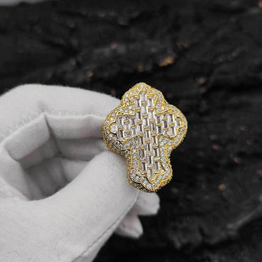T-Shaped Cross Zircon Ring with Copper Setting for Men | Trendy Hip Hop Jewelry | Caratix Jewelry - CaratixJewelry