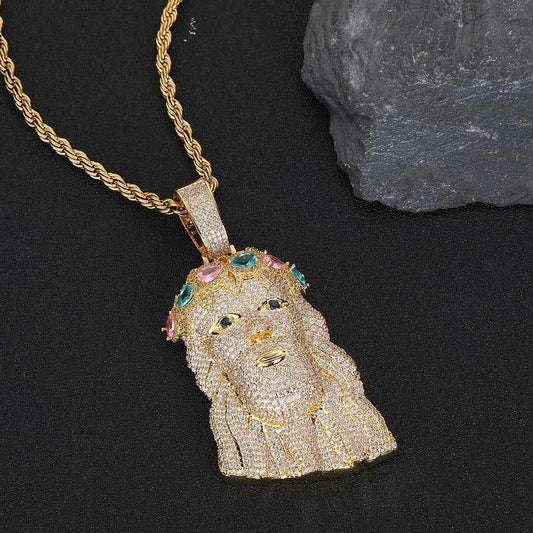 Colorful Gem Pendant Necklace Iced Out Hip Hop Jewelry for Men | Caratix Jewelry - CaratixJewelry