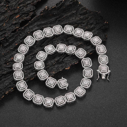 13mm Iced Out Square Chain Zircon Necklace for Men | Caratix Jewelry - CaratixJewelry