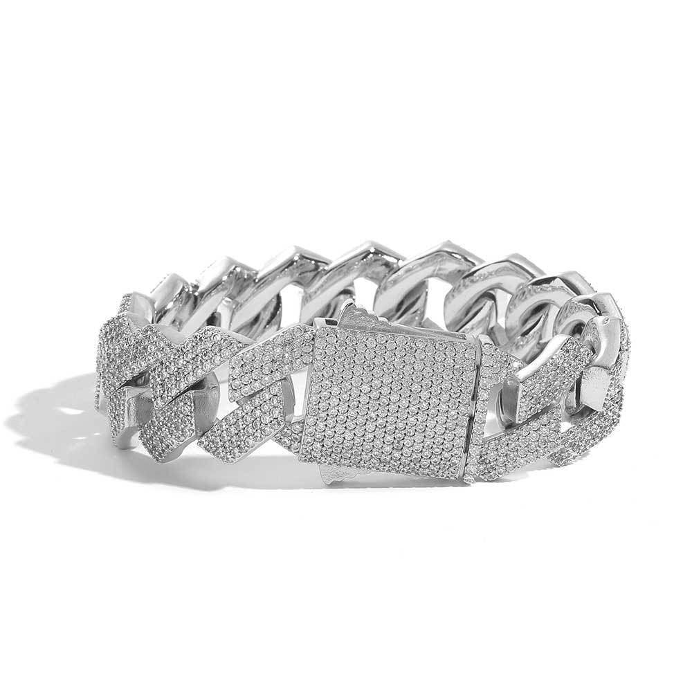 19mm Four Row Iced-Out Cuban Link Bracelet - CaratixJewelry